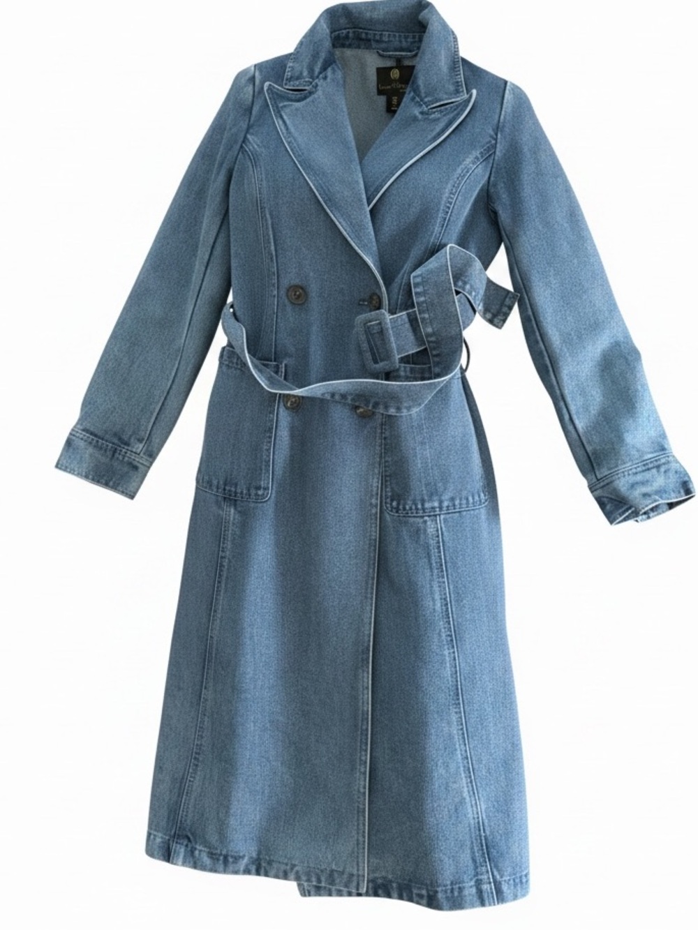 House of Harlow 1960 Denim Trench Coat - Blue. Size small